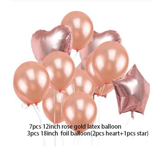 Qfdian Party gifts Party decoration hot sale new  hot sale new Rose Gold Themed Birthday Party Decorations Champagne Bottle Birthday Number Heart Foil Balloons Adult Party Air Helium Globos