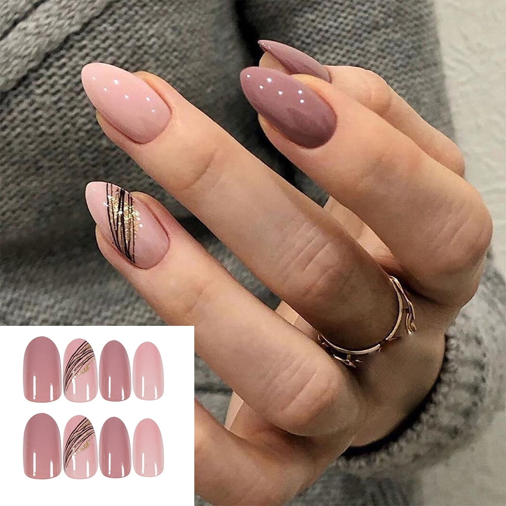 Qfdian gifts for women hot sale new 24PCS Fake Nails With Glue Rhinestones Long Coffin Flame Press on Nails Detachable French Stick on Nails Art DIY faux ongles