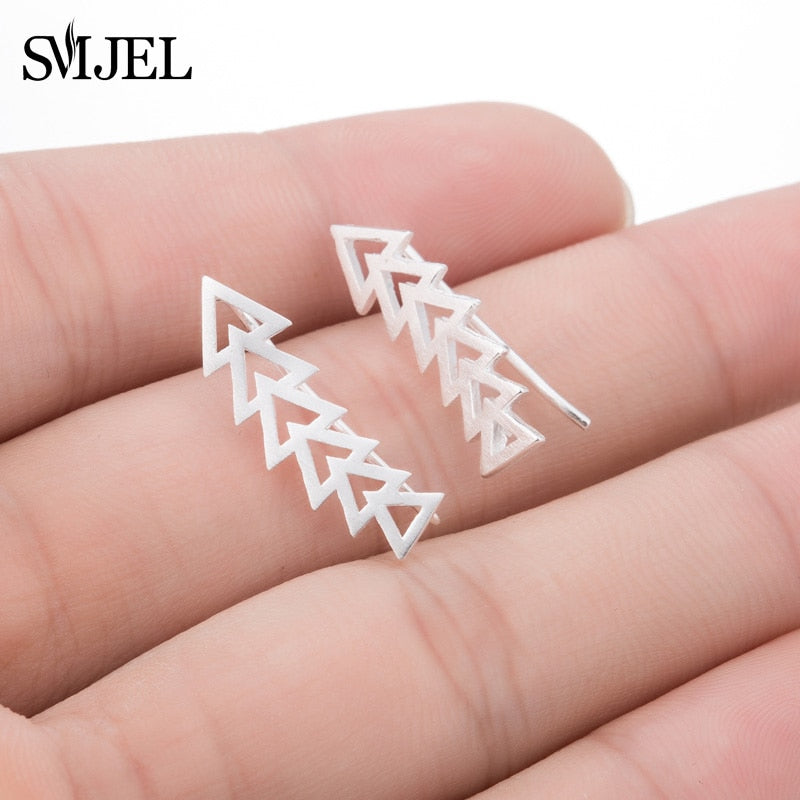 Qfdian easter gifts Bohemian Vintage Earrings Jewelry Leaf Geometric Round Stud Earrings for Women Simple Bar Leaf Earing Ear Climber Girls