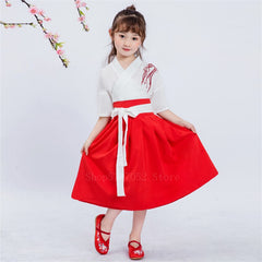 Samurai Kids Japanese Kimono Embroidery Boys Girls Performance Costume Retro Swordsman Cosplay Oriental Festival Hanfu Dress