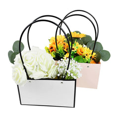 Qfdian Party decoration hot sale new Portable Flower Box Waterproof Paper Handbag Gift Packaging Bag Florist Handy Flower Bags Wedding Party Favor Rose Storage Boxes