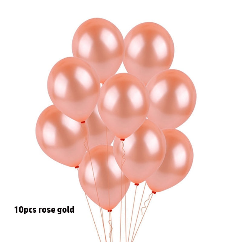 Qfdian Party decoration hot sale new Rose Gold Happy Birthday Party Decor Balloons Chrome Air Helium Balloon Baby Shower 18 25 30th Birthday Anniversary Decorations