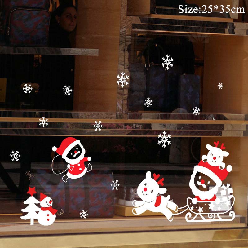 Qfdian Christmas  Window Stickers Christmas Decorations for Home Navidad 2021 Christmas Ornaments Xmas Party Decor Happy New Year 2022