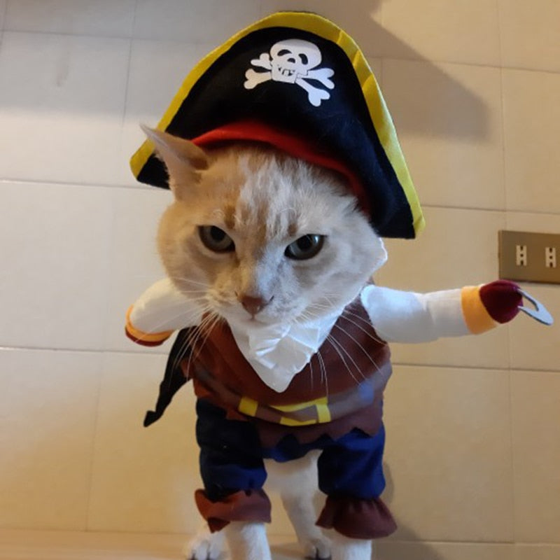 Qfdian Pet Outfits Funny Halloween Pet Dog Costumes Pirate Suit Cosplay Clothes For Small Medium Dogs Cats Chihuahua Puppy Clothing Pet Products