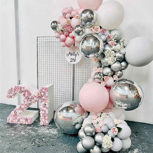 Qfdian Party decoration hot sale new 139Pcs Pastel Pink Grey Color Matte Balloon Garland For Bride Wedding Decorations Outside Home Party Balloon Arch With 4D Globos