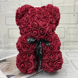 Qfdian valentines day gifts for her Hot Sale Red Bear Rose Artificial Flowers Teddi Bear of Rose Decoration Valentine Christmas Day Gift for Women Dropshipping