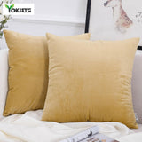 Qfdian Cozy apartment aesthetic valentines day decoration Solid Color Velvet Pillowcases Soft Cushion Covers Square Decorative Pillows For Sofa Bed Car Home Throw Pillow Christmas Gift