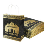 Qfdian Party decoration 5Pcs Islamic Muslim Festival Gift Bags Portable Paper Candies Snack Packaging Bag for Eid Mubarak 27x21cm Ramadan Kareem Supply