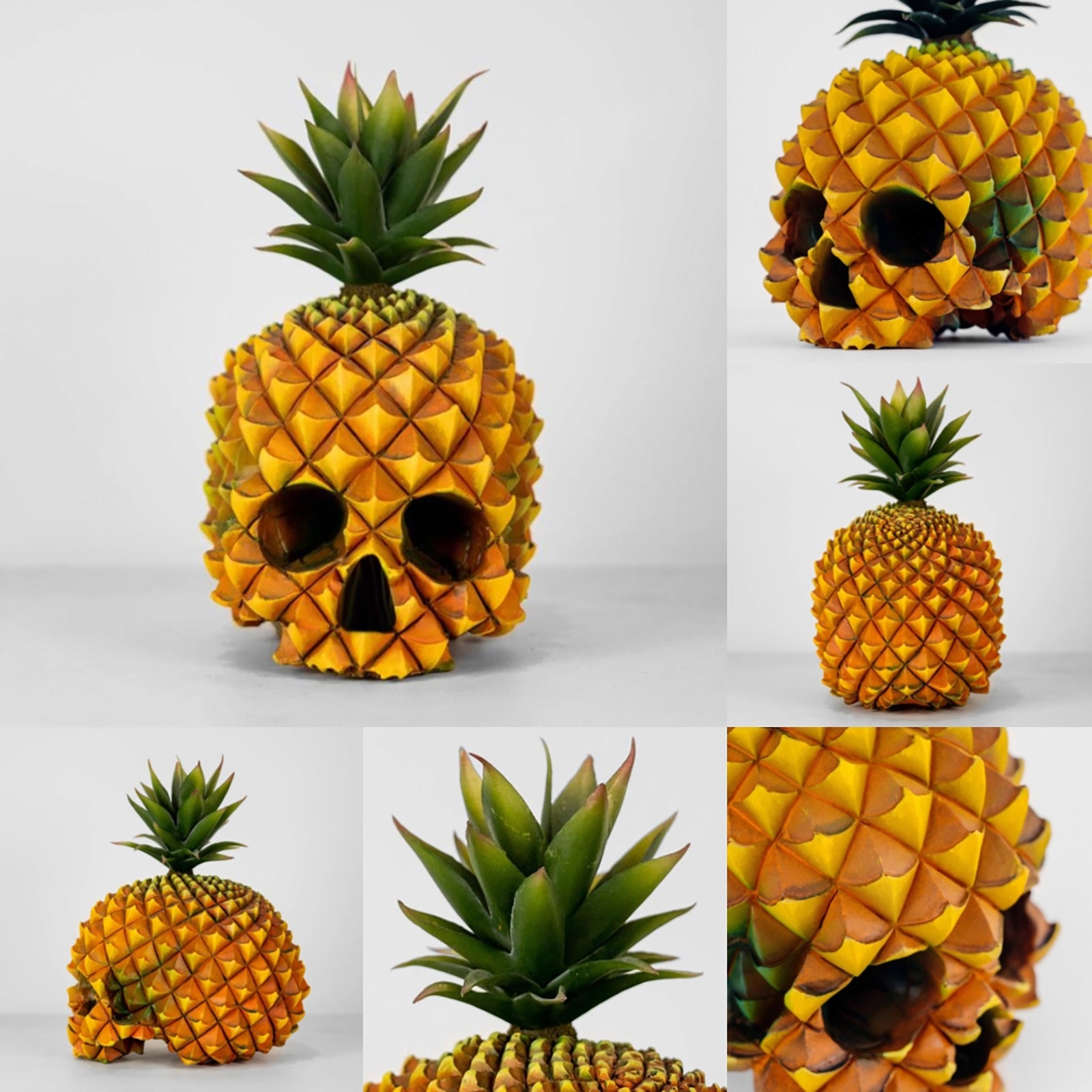 Qfdian Resin Skull Pineapple Storage Figurines Modern Fruit Box Halloween Decoration Interior Home Decor Desk Or Home Table Decoration