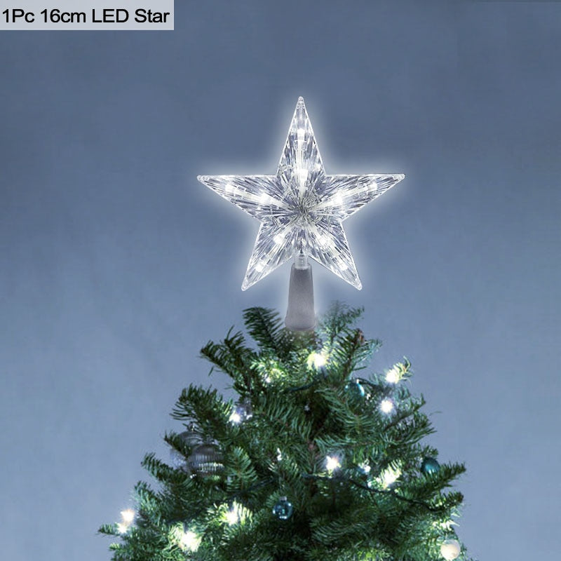 Qfdian wedding decorations Christmas Tree Top Star LED Light Lamp Christmas Decorations For Home Xmas Tree Ornaments Navidad New Year 2022 Natal Noel