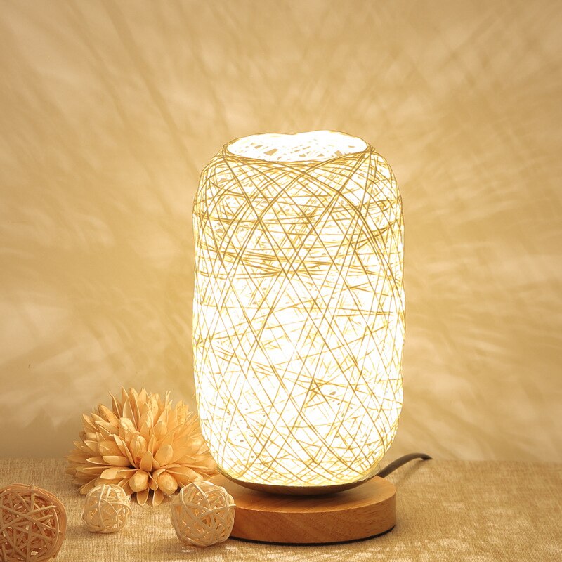 Qfdian LED Remote Control Decorative Desk Lamp USB Wooden Art Atmosphere Light Wedding Home Bedroom Dinner Party Home Decor