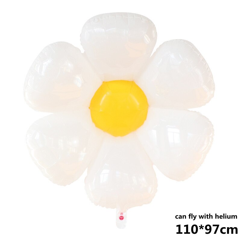 Qfdian Party decoration 50pcs Daisy Foil Mylar Balloon Sunflower Balloons Summer Plumeria Hawaiian Birthday Theme Party Wedding Decoration Air Globos