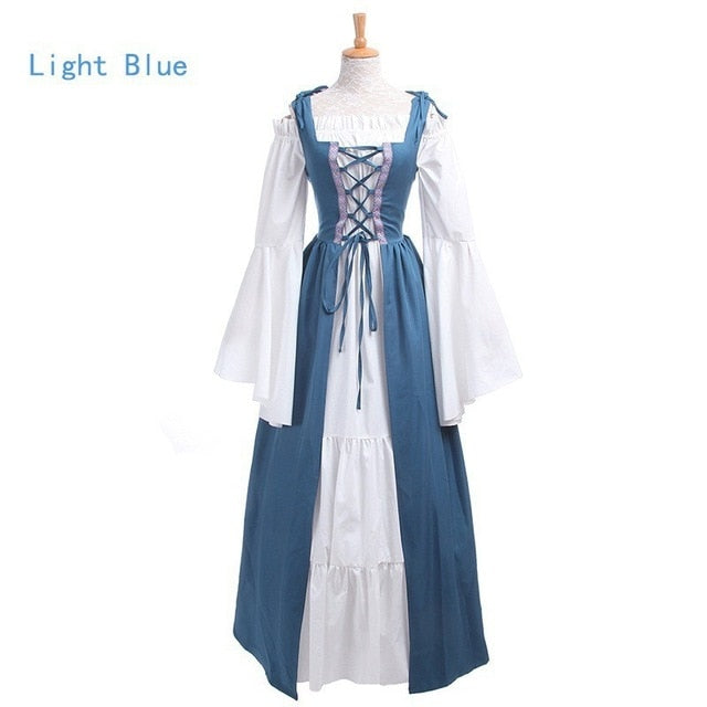 Qfdian S-6XL Medieval Punk Dress Cosplay Halloween Costumes Women Palace Carnival Party Disguise Princess Female Victorian Vestido Robe