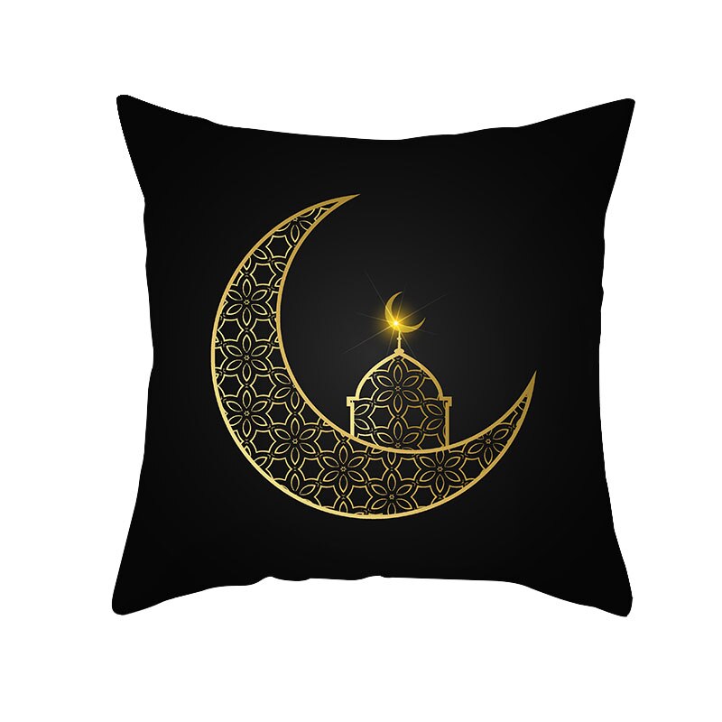 Qfdian Party decoration Islamic Eid Mubarak Pillowcase Ramadan Kareem Home Car Bedroom Sofa Decootative Pillow Cushion Covers Mosque Muslim Decor 45cm