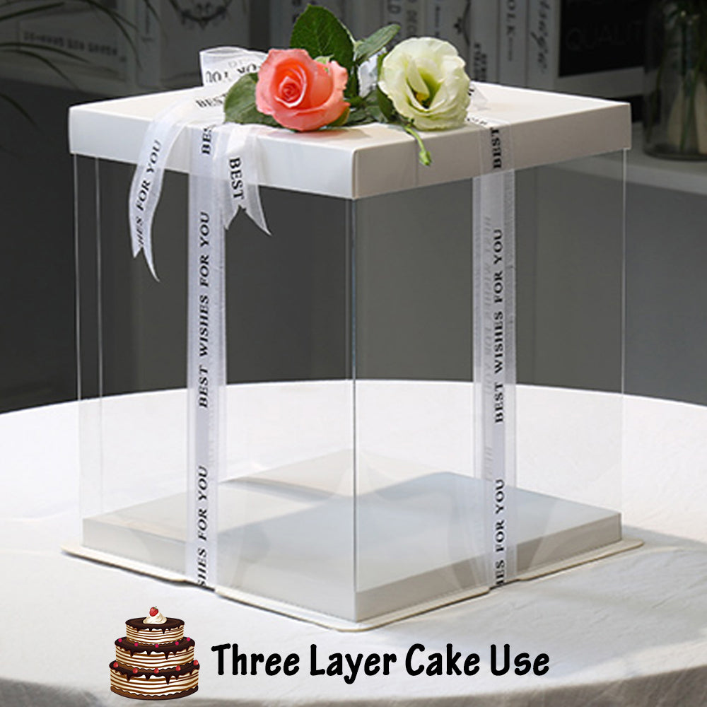 Qfdian Party gifts Party decoration hot sale new 1Pc Clear PVC Cake Box Transparent Cake Packing Box Birthday Wedding Christmas Candy Dessert Packaging Gifts New Year Decoration