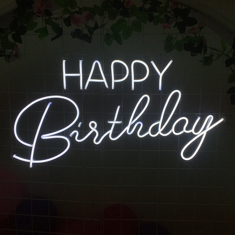 Qfdian Party decoration hot sale new Happy Birthday Modern Neon Sign Light Personalized Custom Flex Led 3D Acrylic Wall Hanging Party Bar Room Home Décor Neons Top