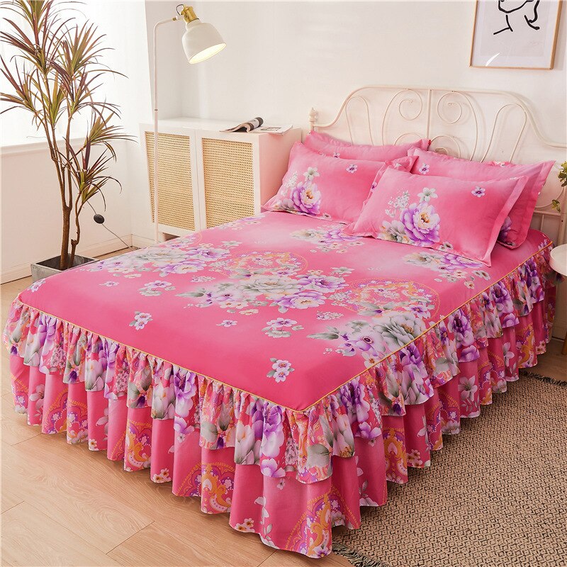Qfdian 3 Pcs Bed Sheets Beding Mattresses Cover Fitted Sheet  Bedspreads Skirt Queen Size Full Double Fitted 2 Seater Pillowcase Euro