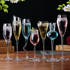 Qfdian Party gifts Party decoration hot sale new Lead-free Crysta glass cup Champagne Flutes Serial Red Wine Glasses Cocktail Glass Goblet Birthday wedding Gifts Cup 2pcs