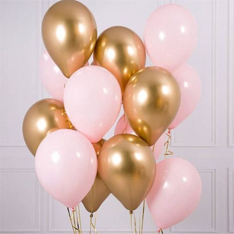 Qfdian valentines day gifts for her 20pcs 12inch Chrome Metallic Latex Balloons Pearl Balloons Birthday Party Decorations Wedding Decoration Baby Shower Supplies