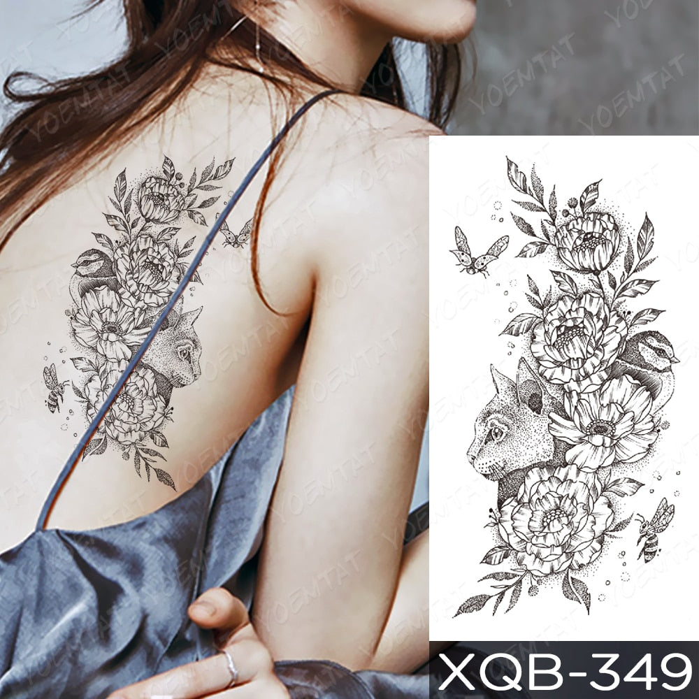 Qfdian Waterproof Temporary Tattoo Sticker I Love You Flash Tattoos Lip Print Butterfly Flowers Body Art Arm Fake Sleeve Tatoo Women