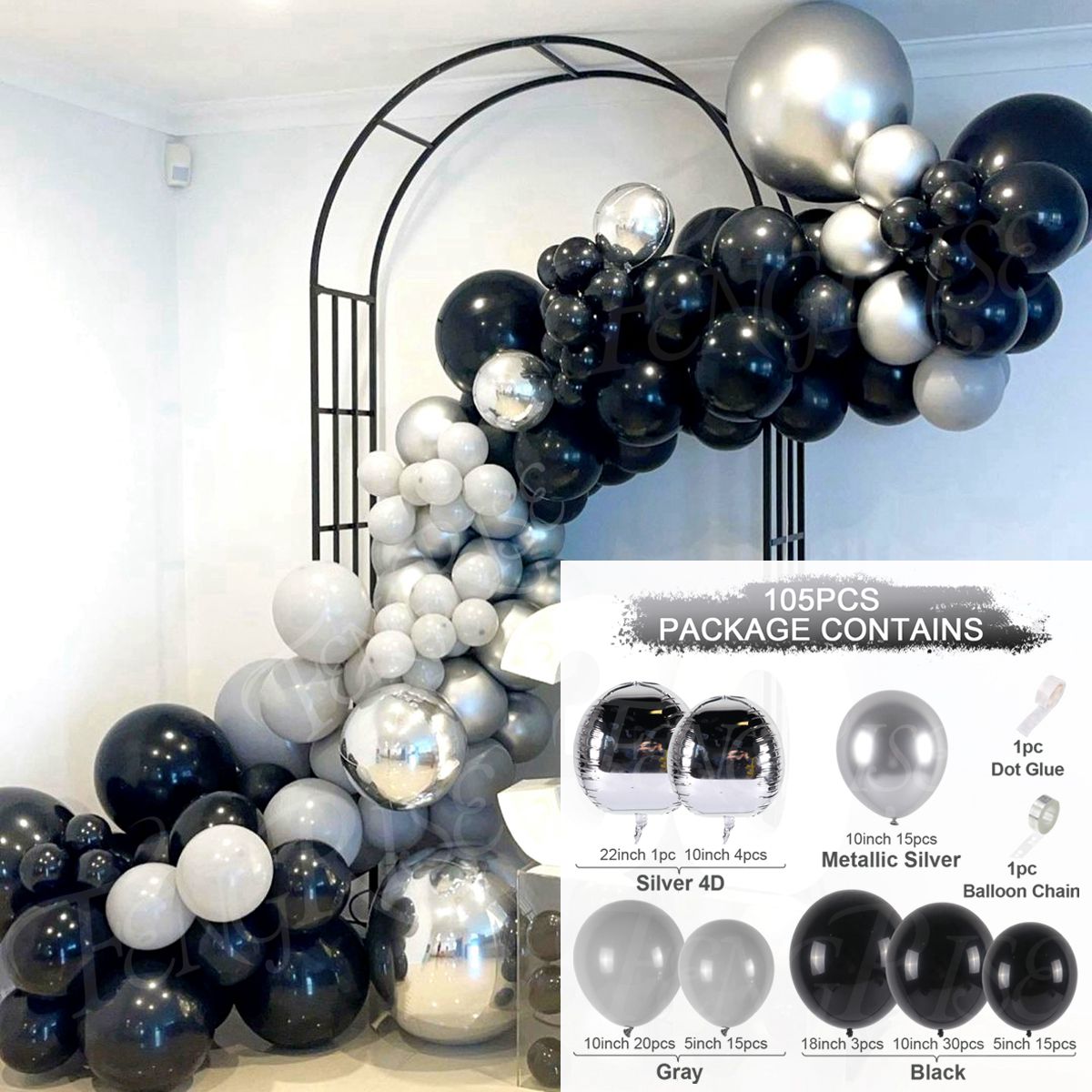 Qfdian 104pcs Bule Silver Macaron Metal Balloon Garland Arch Wedding Birthday Balloons Decoration Party Balloons For Kids Baby Shower