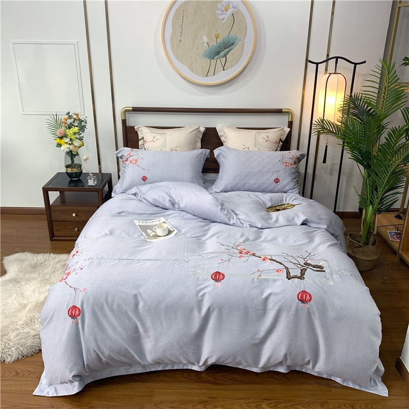 Winter Brushed Warm Bedding Set Chinese-styleTexture Pattern Queen King Size Bed Sheet Set Duvet Cover Set 4/7pcs for Home Decor