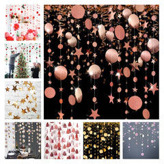 Qfdian Christmas decor ideas 4M Snowflake Star Tree Shape Paper Garland Christmas Decoration for Home Noel Navidad Tree Ornaments Xmas New Year Party Decor