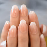 QFDIAN Beige French Nails White Tip Squoval False Nails Short Medium Size Ladies Artificial Manicure Tips for Daily Wear