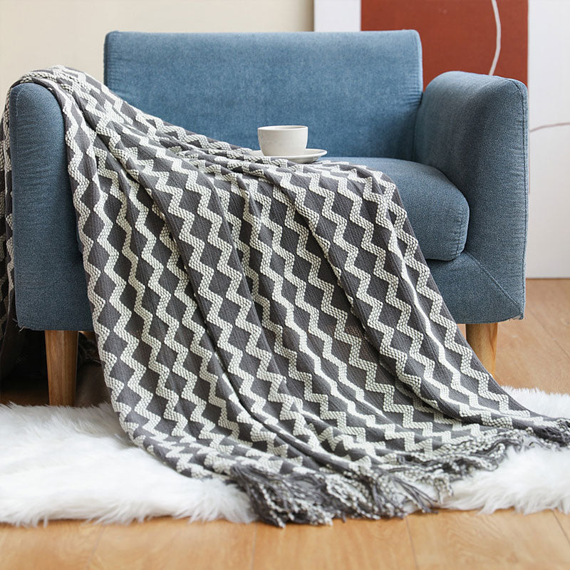 Qfdian Nordic Knit Plaid Blanket Super Soft Bohemia Blanket For Bed Sofa Cover Bedspread Plaid On The Sofa Decor Blankets With Tassel