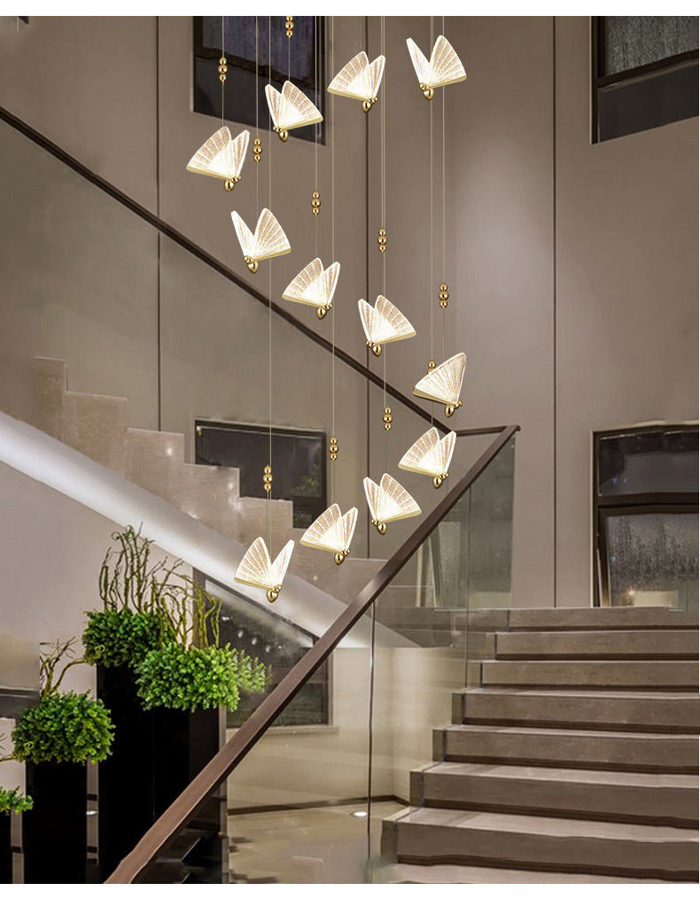 Qfdian home decor hot sale new Butterfly Led pendant Lights Indoor Lighting Nordic Hanging Lamp Bedside Staircase Home Modern Bedroom Art pendente iluminação