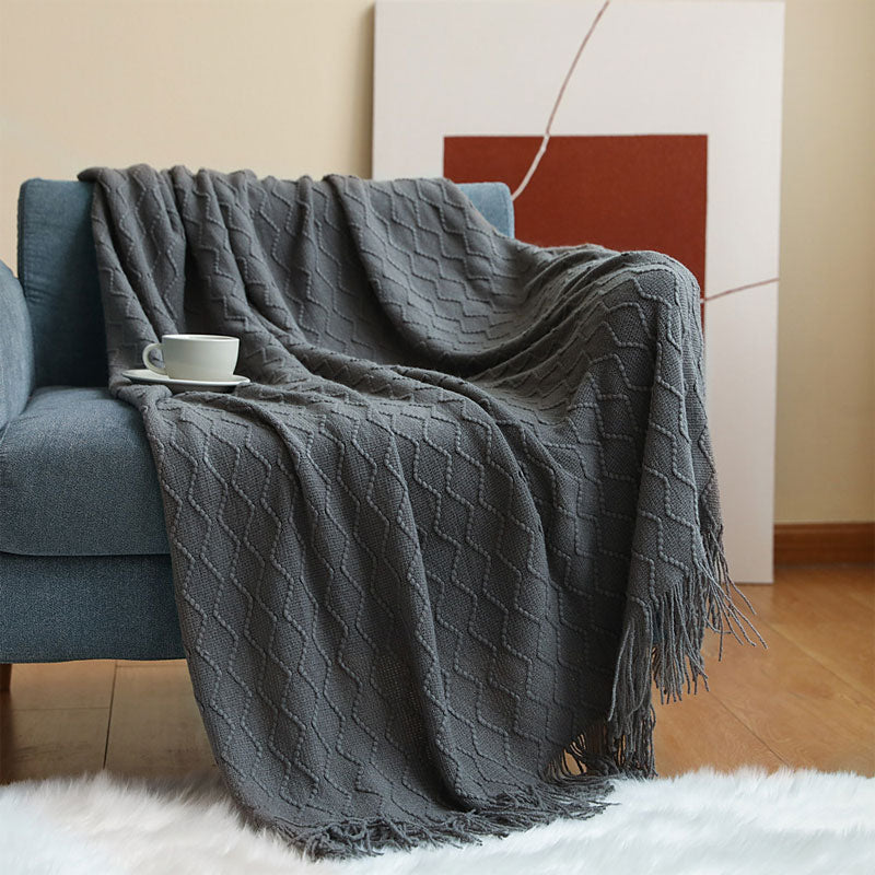 Qfdian Nordic Knit Plaid Blanket Super Soft Bohemia Blanket For Bed Sofa Cover Bedspread Plaid On The Sofa Decor Blankets With Tassel