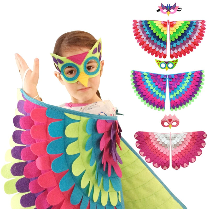 Qfdian halloween decorations halloween costumes halloween gift Kids Animal Costume Birds Felt Wings Fun Cosplay Halloween Costumes Butterfly Wing