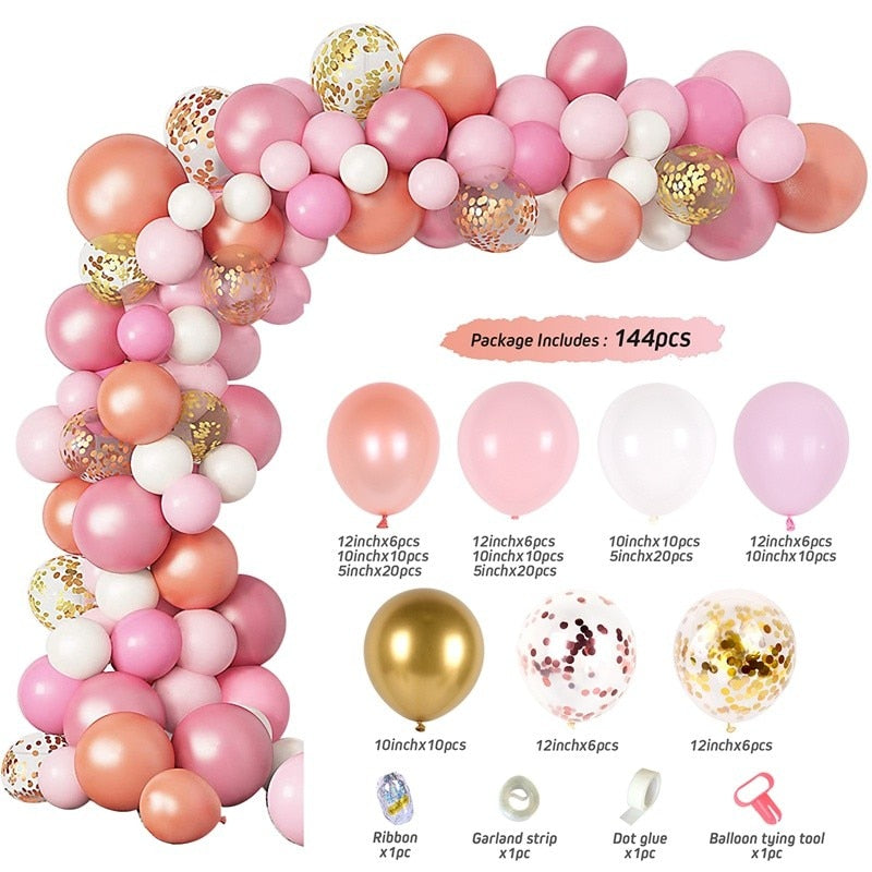 Qfdian Party decoration hot sale new Rose Apricot Balloon Garland Arch Kit Wedding birthday party decoration kids Confetti Latex Balloons Baby Shower Decor