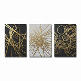 Qfdian Abstract Geometric Canvas Poster Golden and Black Wall Art Painting Posters and Prints Wall Pictures for Living room Home Decor