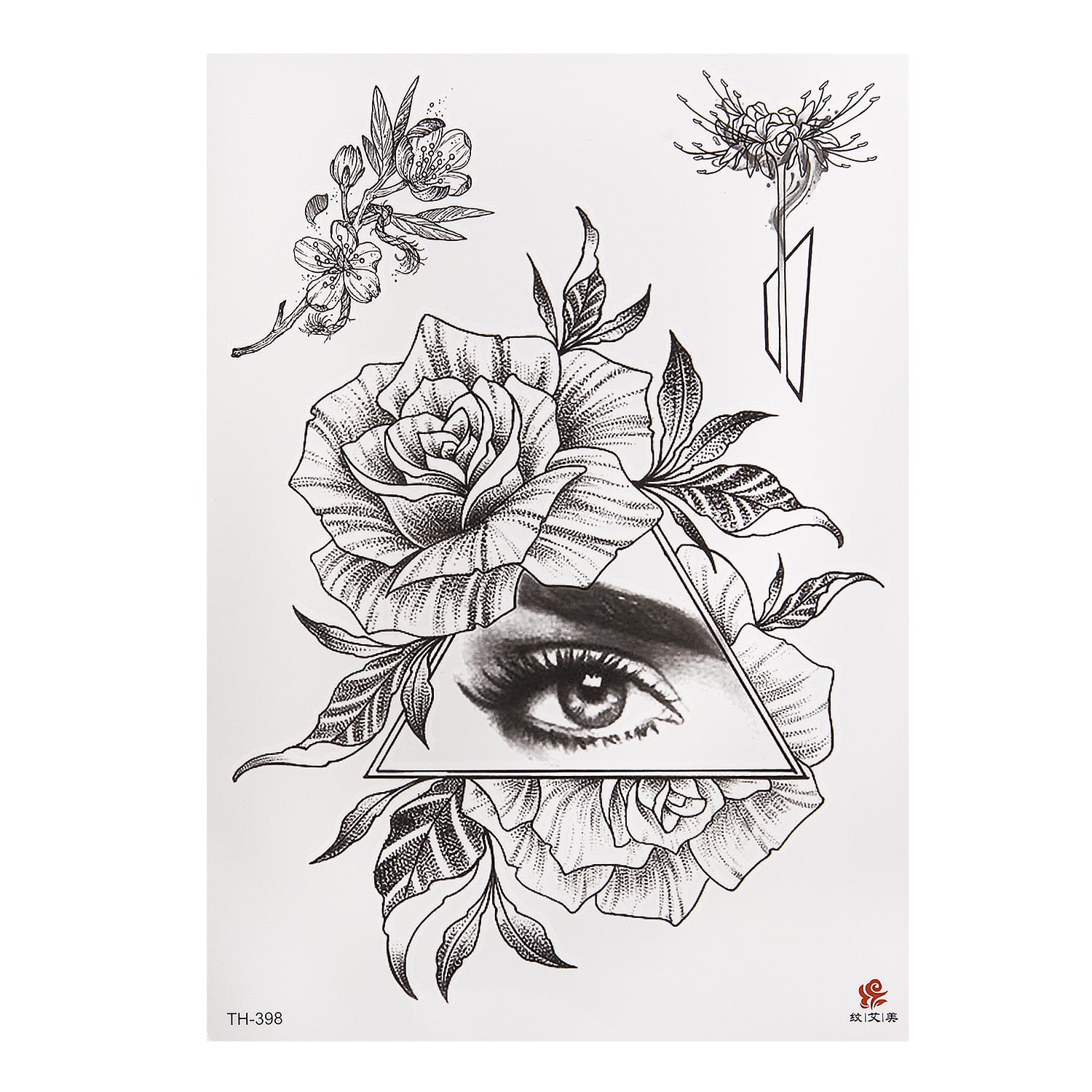 Qfdian Party decoration hot sale new Waterproof Temporary Tattoo Sticker Black Roses Flower Pattern Design Full Flower Arm Body Art Big Large Fake Tattoo Sticker 1PC