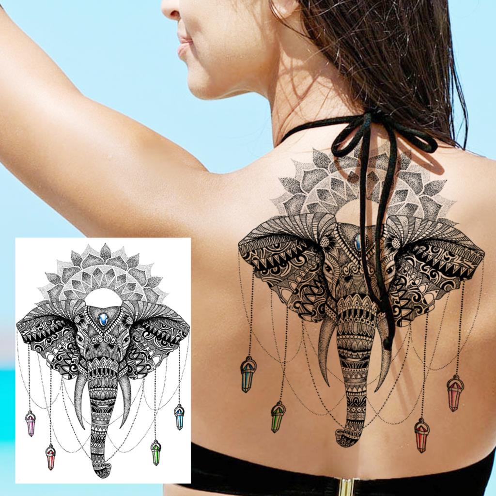 Black Henna Lace Temporary Tattoos Sticker For WOmen Butterfly Moth Mehndi Flower Fake Tatoo Sticker Feather Flora Tatoo