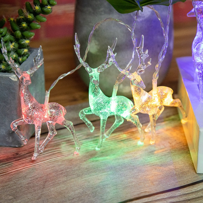 Qfdian Christmas decorations 1.5m 10LED Christmas Reindeer String Light Garland Decoration For Home Christmas Ornaments Natal New Year 2022 Party Supplies