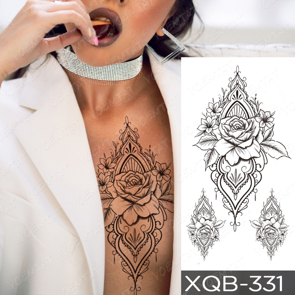 Qfdian Waterproof Temporary Tattoo Sticker I Love You Flash Tattoos Lip Print Butterfly Flowers Body Art Arm Fake Sleeve Tatoo Women