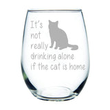 Qfdian Party gifts Party decoration hot sale new Personalized Drinkware Stemless Wine Glass 15 Oz. Perfect Dog Cat Lover Gift for Him Her Laser Engraved Drinking Alone Dog R2009