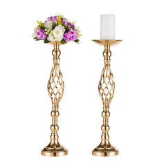 Qfdian Party decoration 10PCS Gold Flower Vases Candle Holders Rack Stands Wedding Decoration Road Lead Table Centerpiece Pillar Party Event Candlestick