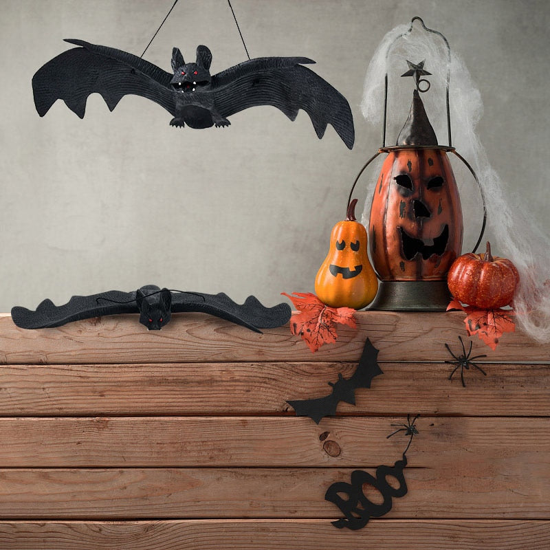 Qfdian halloween decorations halloween costumes halloween gift1pc Lifelike Fake Bat Halloween Hanging Decoration Haunted House Horror Props Halloween Party DIY Ornament Soft Bat Kids Toy