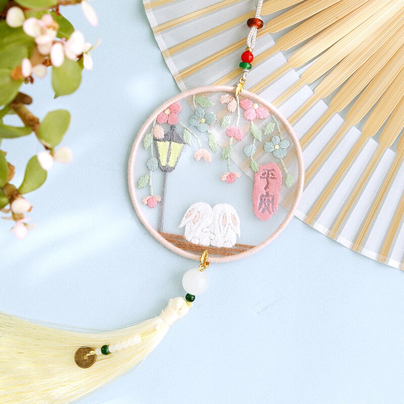 Embroidery diy Hand embroidery Cross-stitch rabbit Needlework Knitting accessorie Material package Crafts for Jewelry pendant