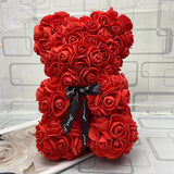 Qfdian valentines day gifts for her Hot Sale Red Bear Rose Artificial Flowers Teddi Bear of Rose Decoration Valentine Christmas Day Gift for Women Dropshipping