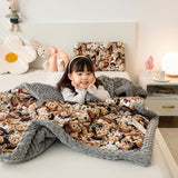 Qfdian Cute Animal Blanket For Kids Soft Fluffy Winter Blankets Warm Bed Cover Thick Weighted Blanket Children's Cartoon Duvet Quilt