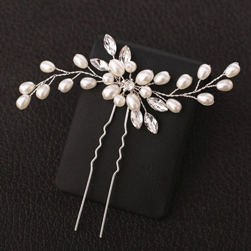 Qfdian gifts for women hot sale new U Shaped Red Rose Flower Hairpins Clips Headpieces Bride Wedding Hair Forks Decor Headdress Handmade Party Hair Accessories