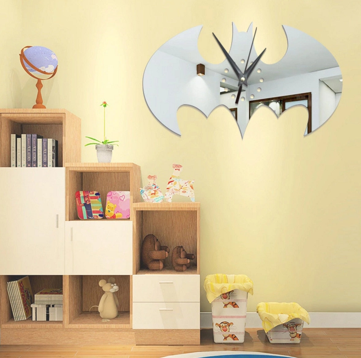 Qfdian halloween decorations halloween costumes halloween giftCozy apartment aesthetic hot sale new Creative 3D Bat Mirrors Wall Clocks Stickers Acrylic Wall Clock Living Room Bat Wall Decal DIY Home Decor Halloween Decoration