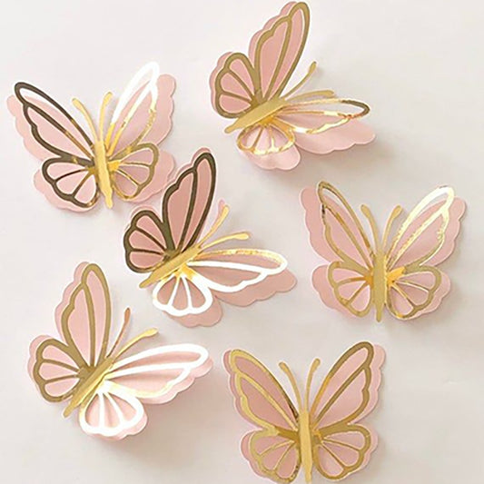 Qfdian Party gifts Party decoration hot sale new 3pcs/Set Bling Butterfly Pearl Paper Cake Topper Happy Birthday Baby Shower Wedding Party Decor DIY Gift Baking Supplies