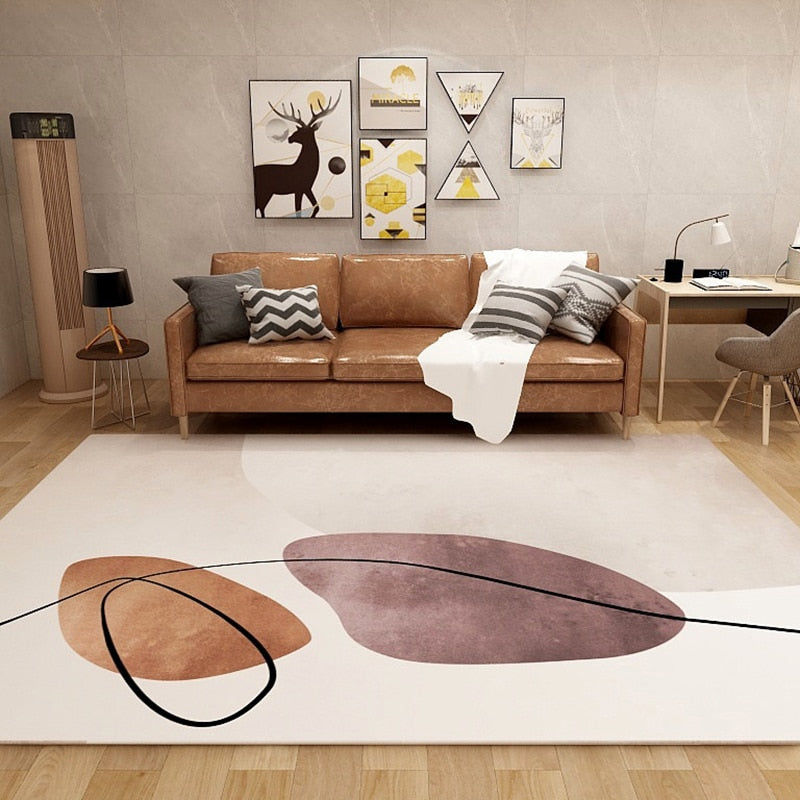 Qfdian Party decoration Nordic Geometric Abstraction Area Rugs Carpet for Living room Sofa Tea Table Bedside Blanket Modern Non-Slip Floor Kids Play Mat