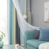 Qfdian Stars Tulle Curtains For Living Room Double Layer Blackout Curtain For Bedroom Kitchen Window Curtains Gradient Blinds Cloth