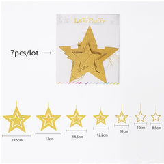 Qfdian dorm decoration ideas 7pcs/lot Twinkle Star Paper Pendant Garland Ornaments Christmas Decorations for Home New Year 2022 natal Noel Decor Navidad